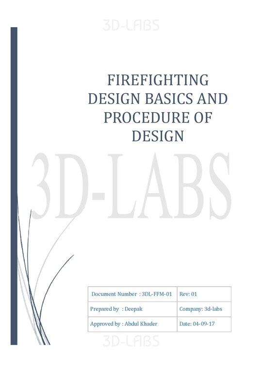 Fire Fighting Design Basics And Procedure For Design